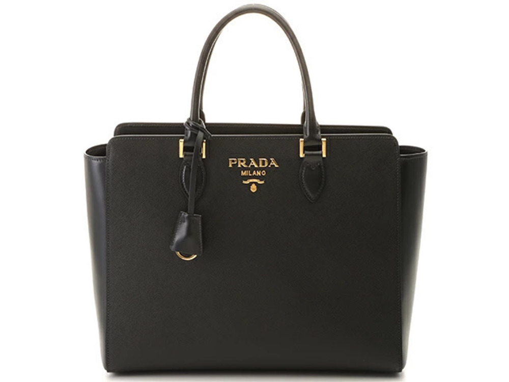 Prada Saffano Shoulder Bag Black Leather
